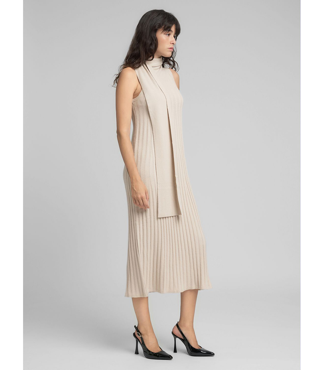 スカーフネック ミディドレス 詳細画像 オフホワイト 3